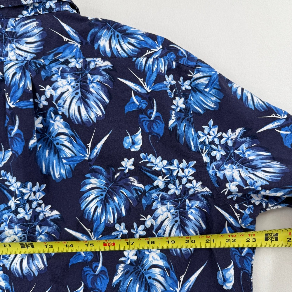 Ralph Lauren Hawaiian Shirt Mens Large Navy Blue Floral Tropical Aloha Top - Picture 4 of 7